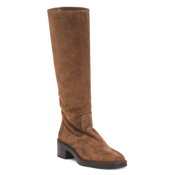 STUART WEITZMAN Coffee Made In Spain Suede Kaia Knee High Boots - Picture 1 of 2